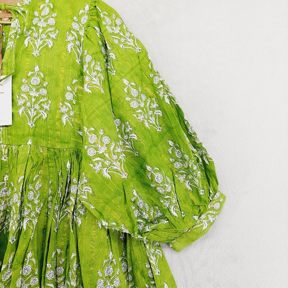 New Clara The Label Clover Mini (Renwick Olive) Ballon Sleeves Mini Dress P2384 - Picture 5 of 11